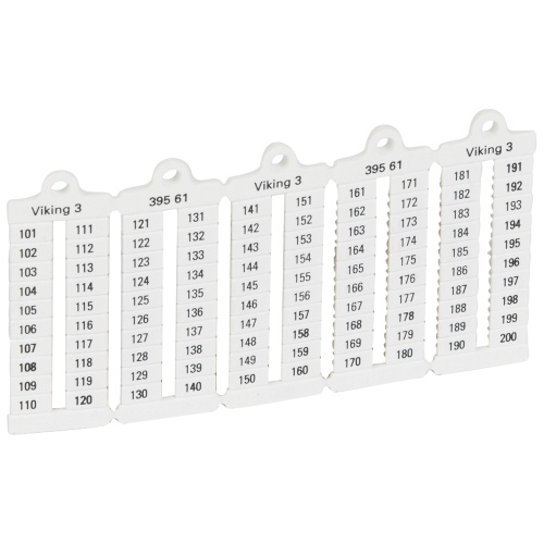 Листы с этикетками для клеммных блоков Viking 3 - вертикальный формат - шаг 5 мм - цифры от 101 до 200 | код 039561 |  Legrand